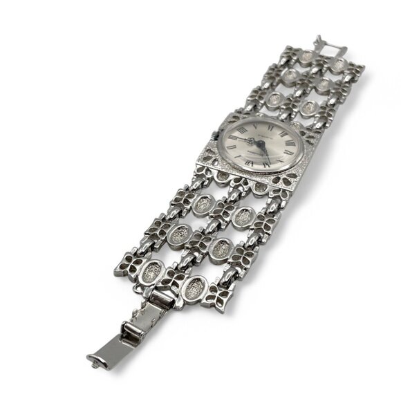 Vintage VENDOME Women's Watch 17 Jewels Hand Wind Up Silver Chunky Wristwatch - Picture 5 of 10